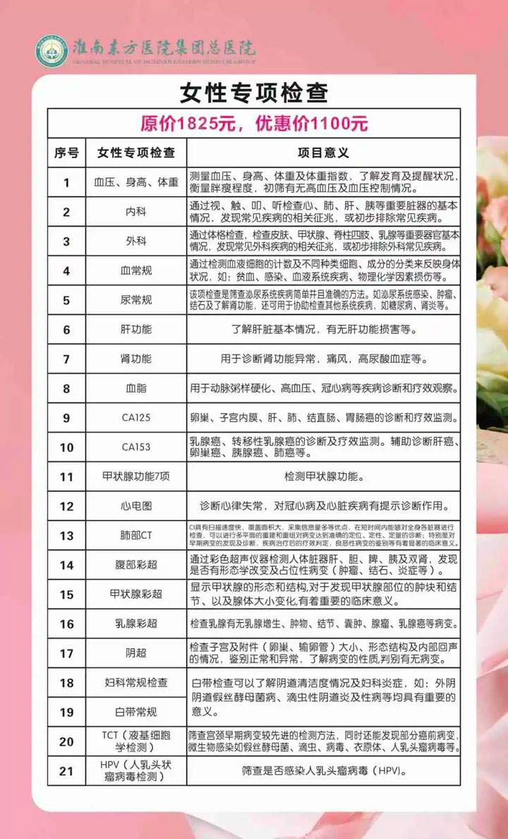 东方医院集团体检中心推出“女神节”关爱女性健康系列体检套餐